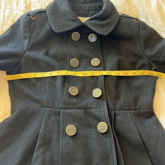 Waisted pea coat with pleated skirt - Picture 14 of 16